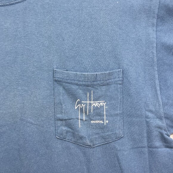 VTG Y2K Guy Harvey Original Fish Graphic T-Shirt Men's L Blue Single Pocket Tee - Picture 11 of 15